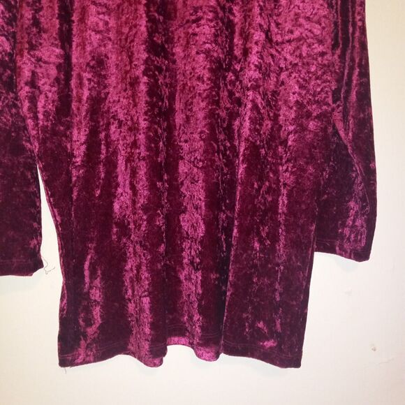 Vintage Visage Velvet Long Sleeve Tunic Blouse-X Large-Lined-Burgundy-90s-Grunge - Picture 3 of 8